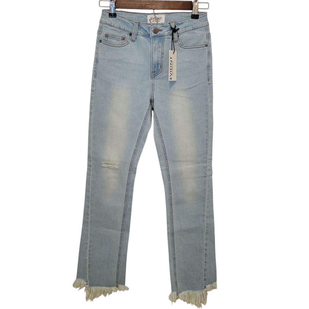 NWT Evidnt Women's White Raw Hem Stretch Light Wash Denim Jeans Size 25